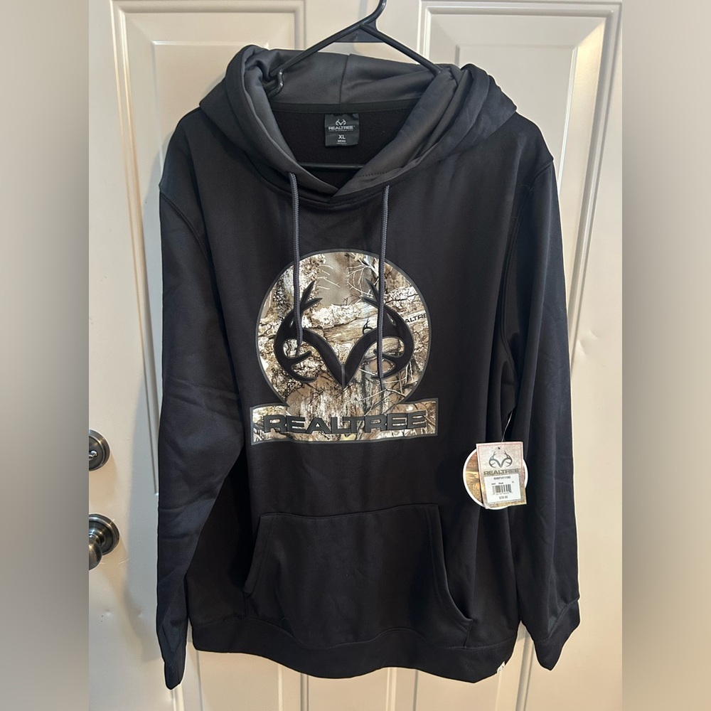 NWT Real Tree Camo Hoodie, Black, XL